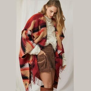 Free People Garnet Crossroads Oversized Poncho OS